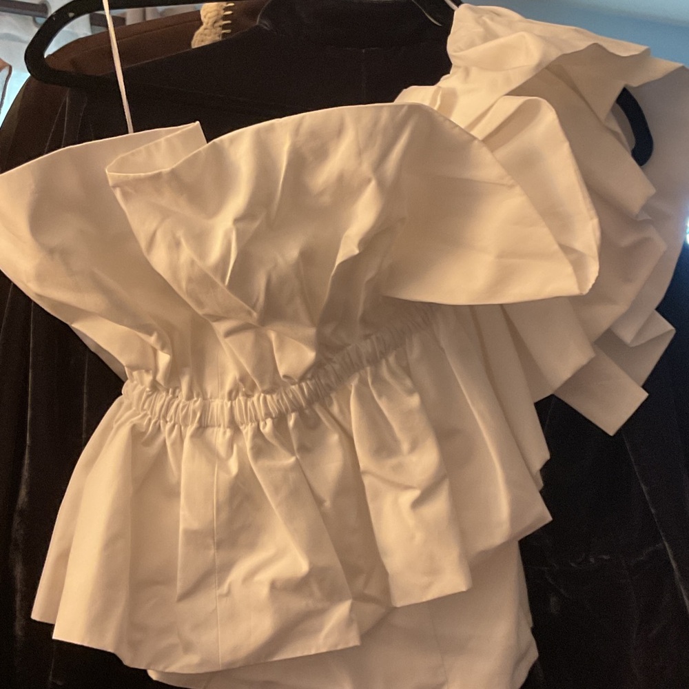 Zara White Ruffled Tank Top